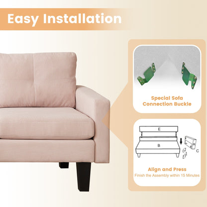 Canapé méridienne moderne en velours côtelé en forme de L HOOOWOOO