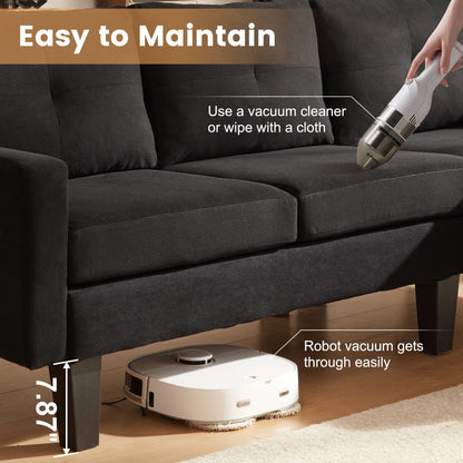 Canapé méridienne moderne en velours côtelé en forme de L HOOOWOOO