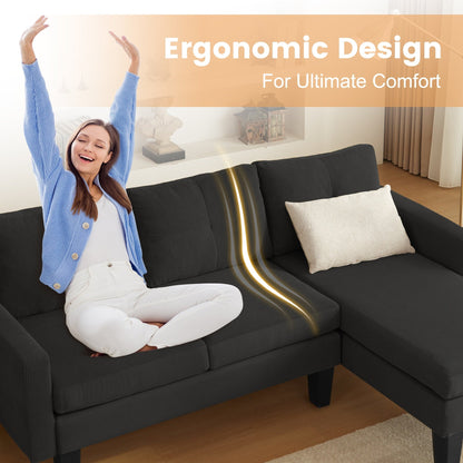 Canapé méridienne moderne en velours côtelé en forme de L HOOOWOOO