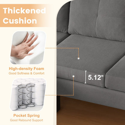 Canapé méridienne moderne en velours côtelé en forme de L HOOOWOOO