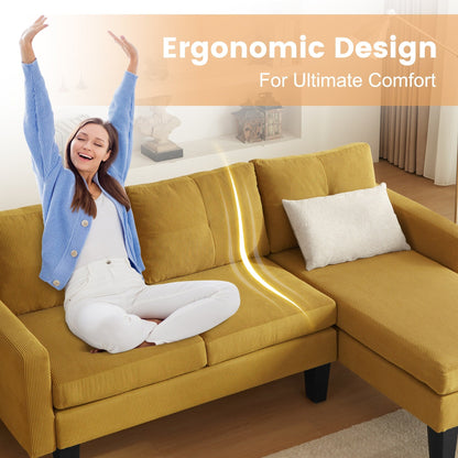 Canapé méridienne moderne en velours côtelé en forme de L HOOOWOOO