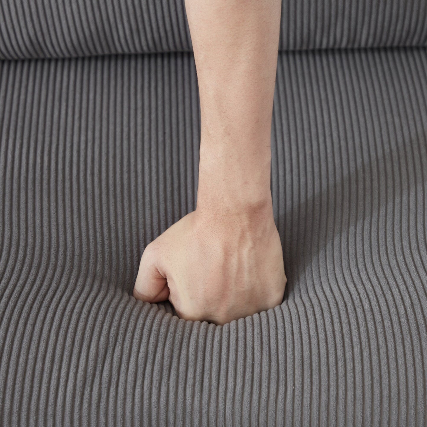 Canapé méridienne moderne en velours côtelé en forme de L HOOOWOOO