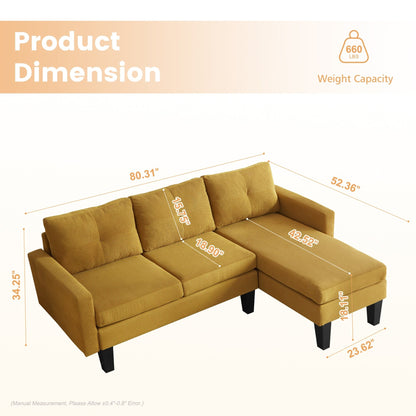 Canapé méridienne moderne en velours côtelé en forme de L HOOOWOOO