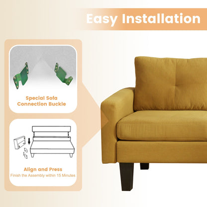 Canapé méridienne moderne en velours côtelé en forme de L HOOOWOOO