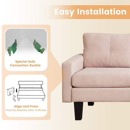 Canapé méridienne moderne en velours côtelé en forme de L HOOOWOOO