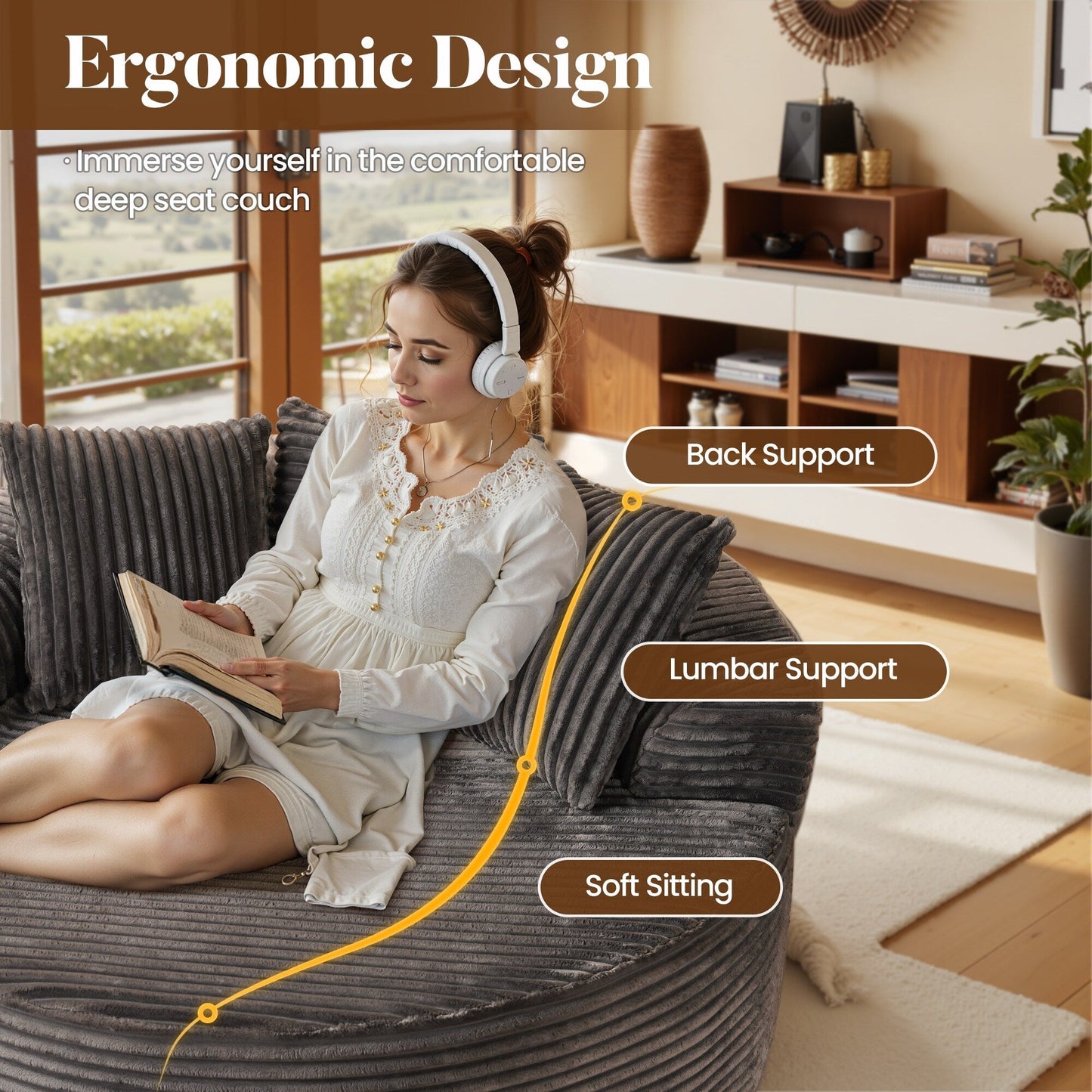 Canapé de sol moderne en tissu pelucheux HOOOWOOO