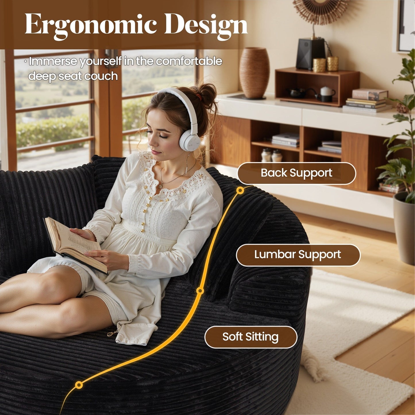 Canapé de sol moderne en tissu pelucheux HOOOWOOO