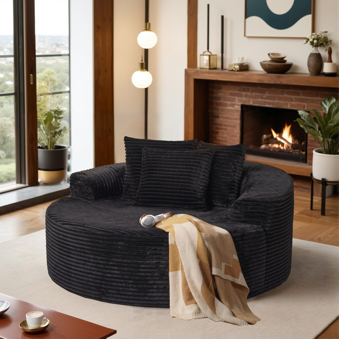 Canapé de sol moderne en tissu pelucheux HOOOWOOO