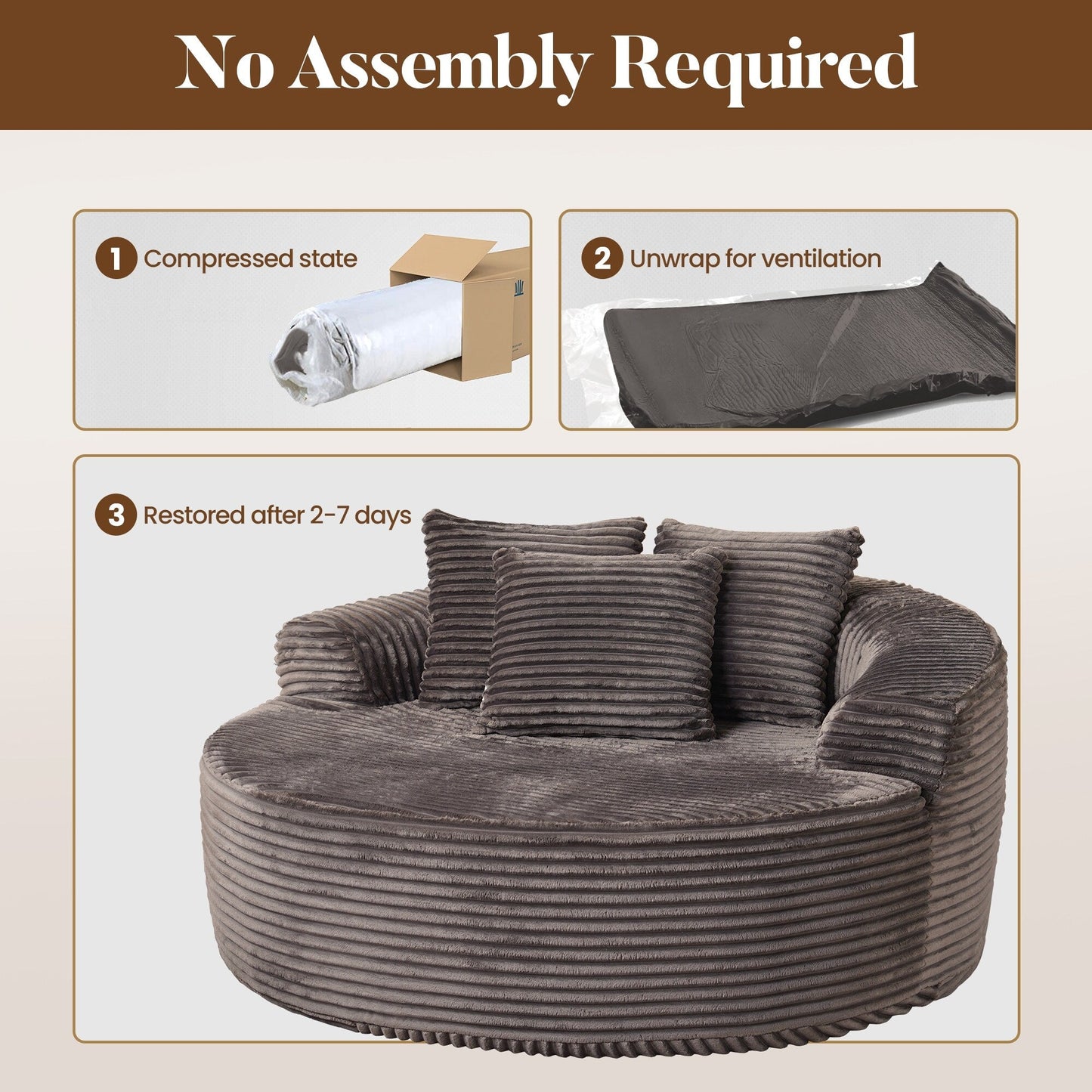 Canapé de sol moderne en tissu pelucheux HOOOWOOO