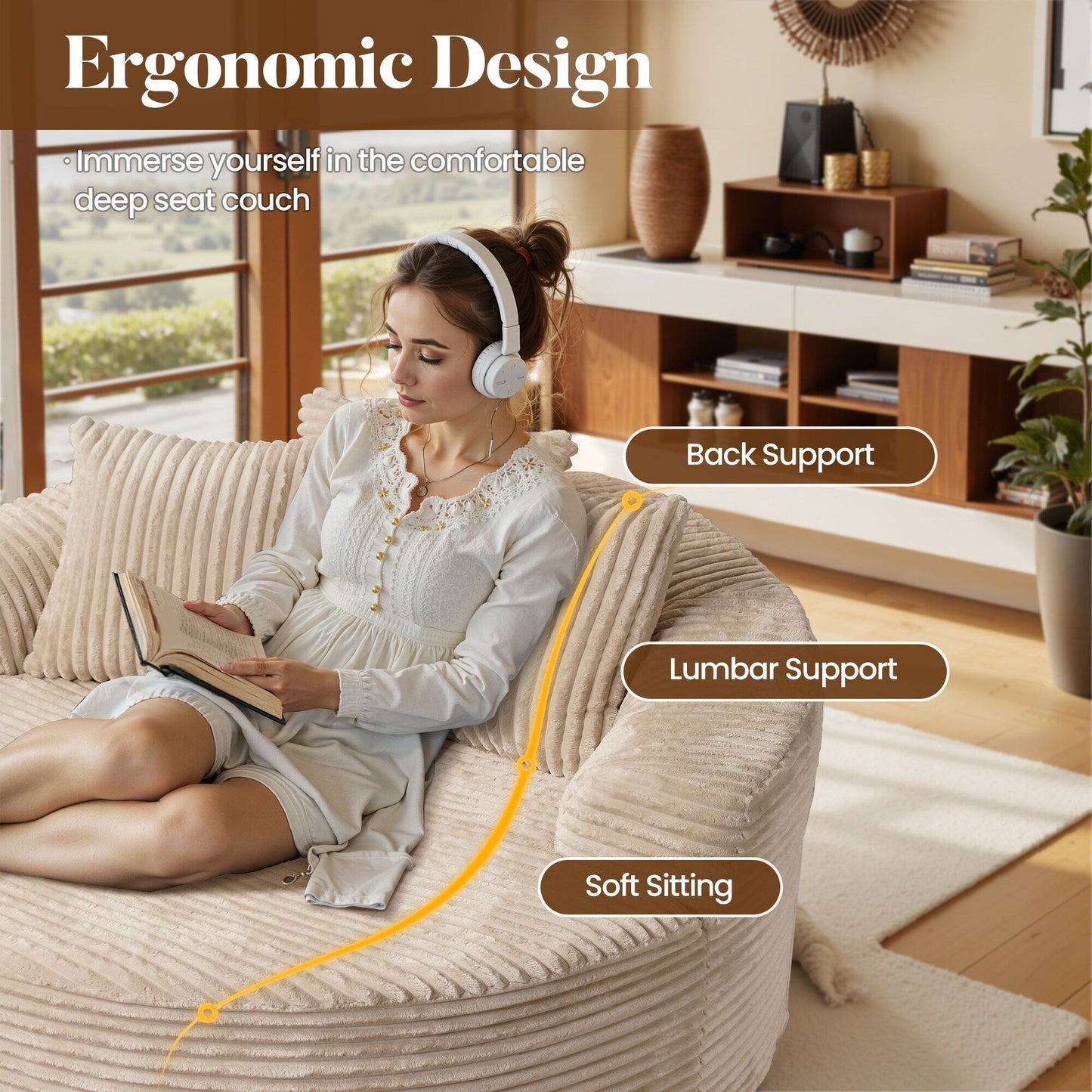 Canapé de sol moderne en tissu pelucheux HOOOWOOO