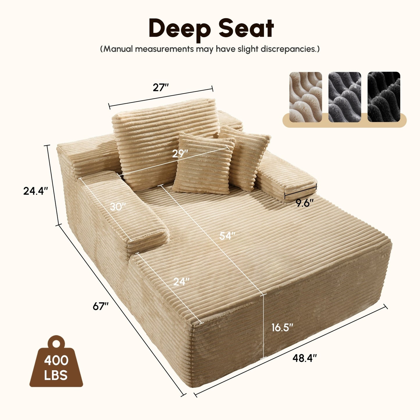 HOOOWOOO Canapé-lit en tissu moderne et amélioré