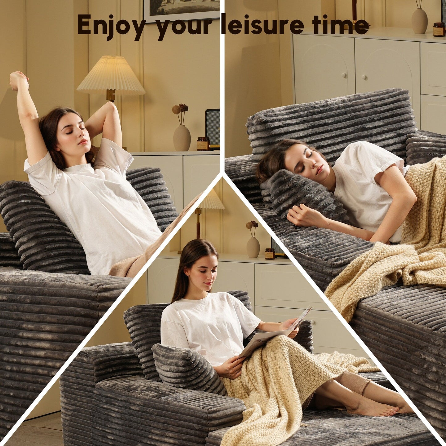 HOOOWOOO Canapé-lit en tissu moderne et amélioré