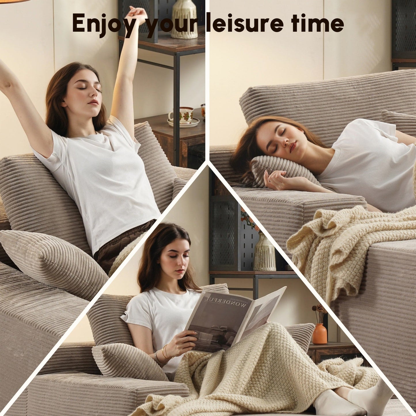 HOOOWOOO Canapé-lit en tissu moderne et amélioré