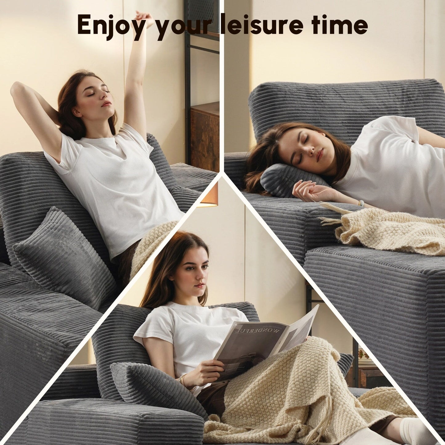 HOOOWOOO Canapé-lit en tissu moderne et amélioré