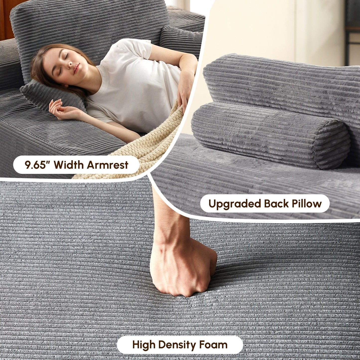 HOOOWOOO Canapé-lit en tissu moderne et amélioré