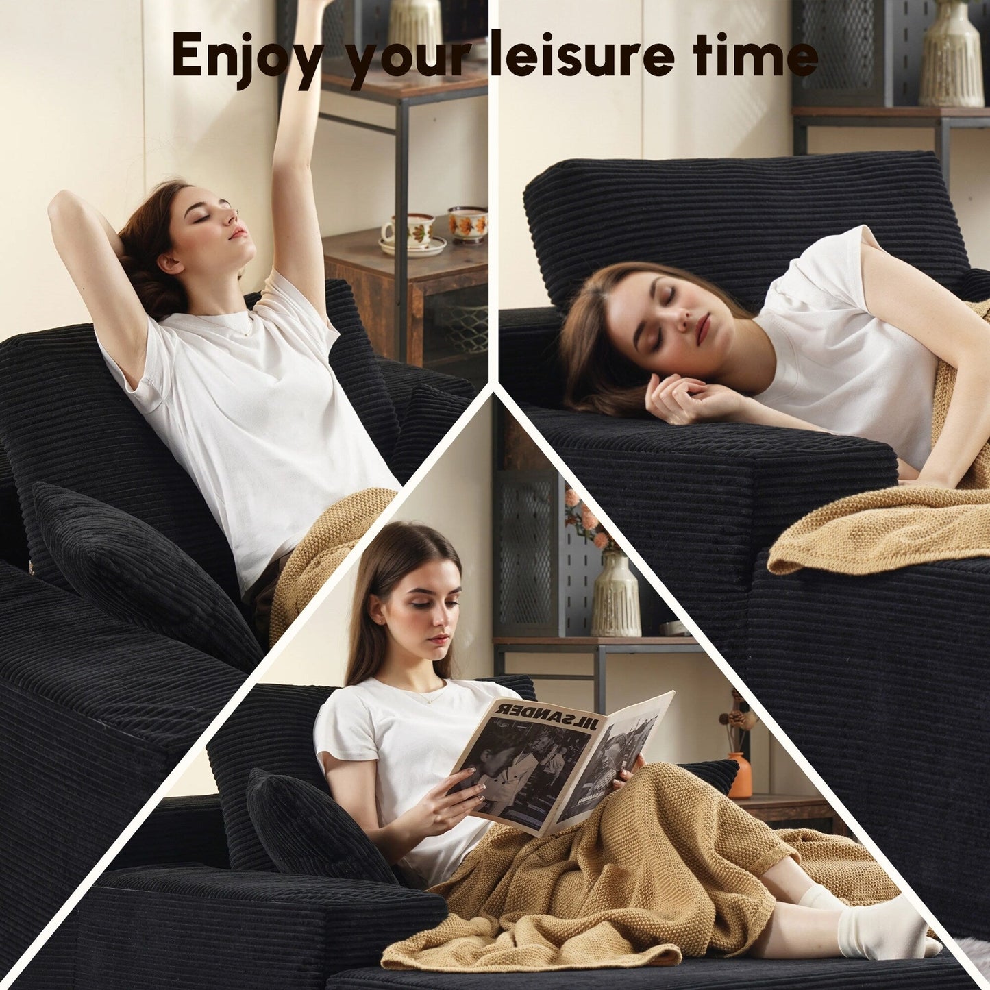 HOOOWOOO Canapé-lit en tissu moderne et amélioré