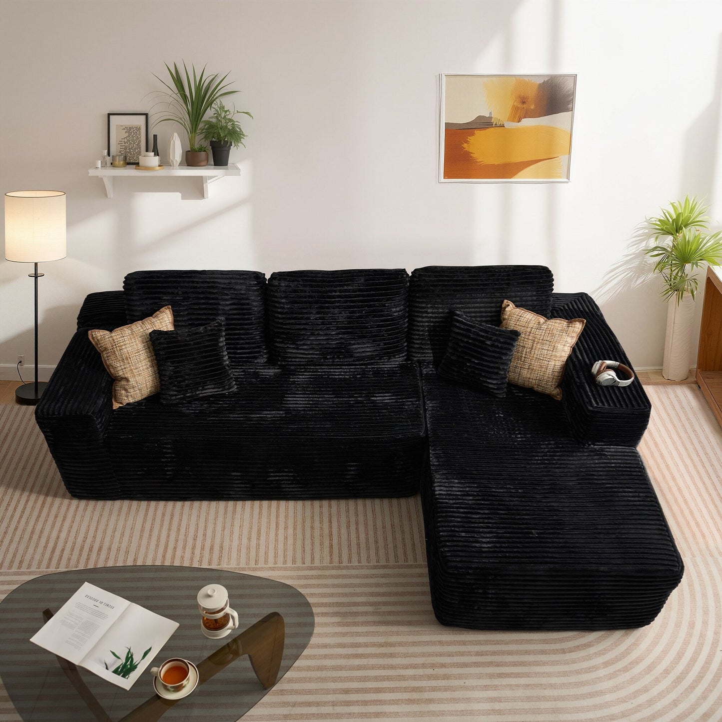 HOOOWOOO Canapé-lit moderne rembourré avec coussins pour salon