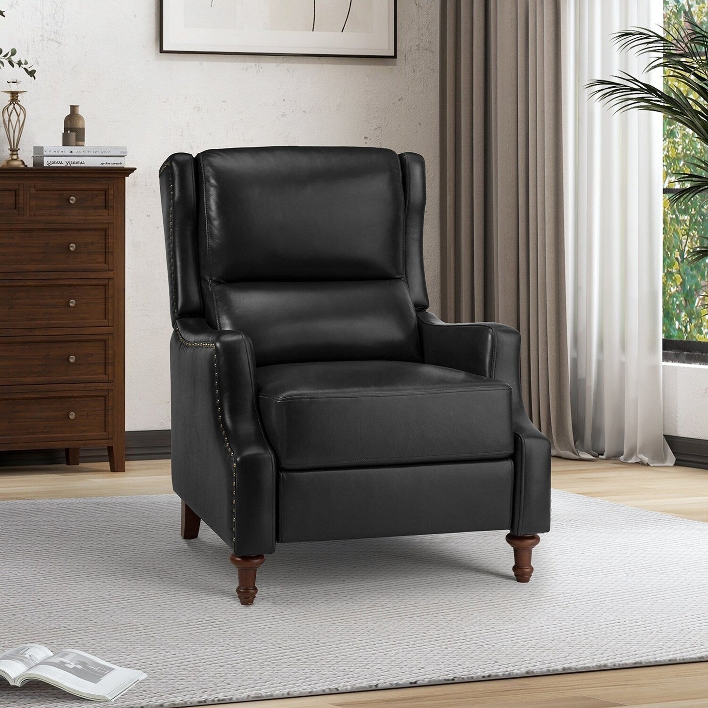 Fauteuil inclinable Florens en cuir véritable avec garnitures cloutées par HULALA HOME