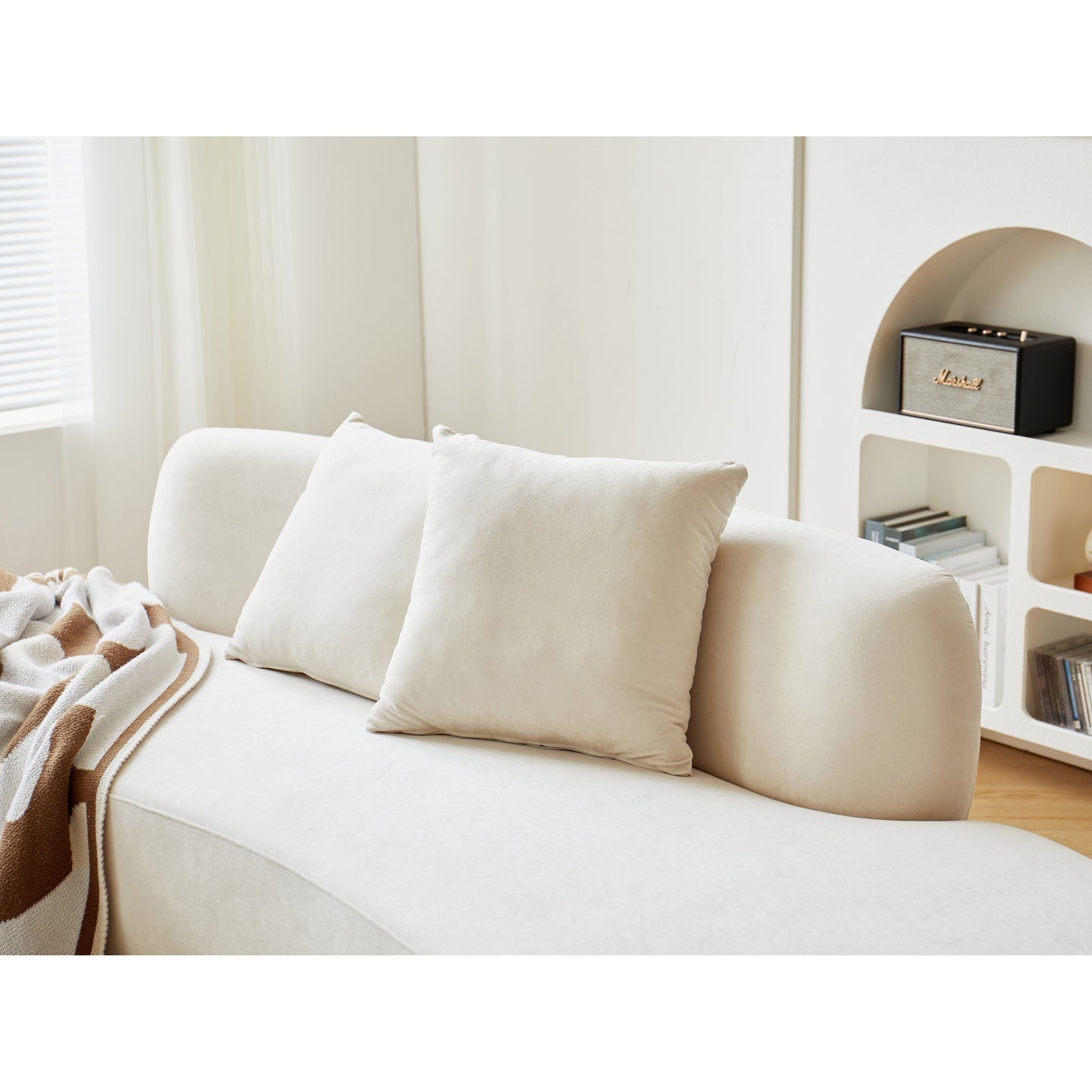 Canapé de salon incurvé en velours demi-lune de 90,2 pouces