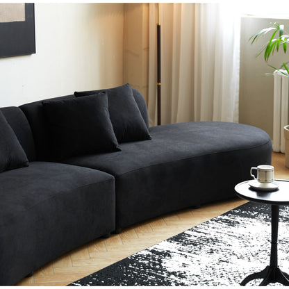 Canapé de salon incurvé en velours demi-lune de 90,2 pouces