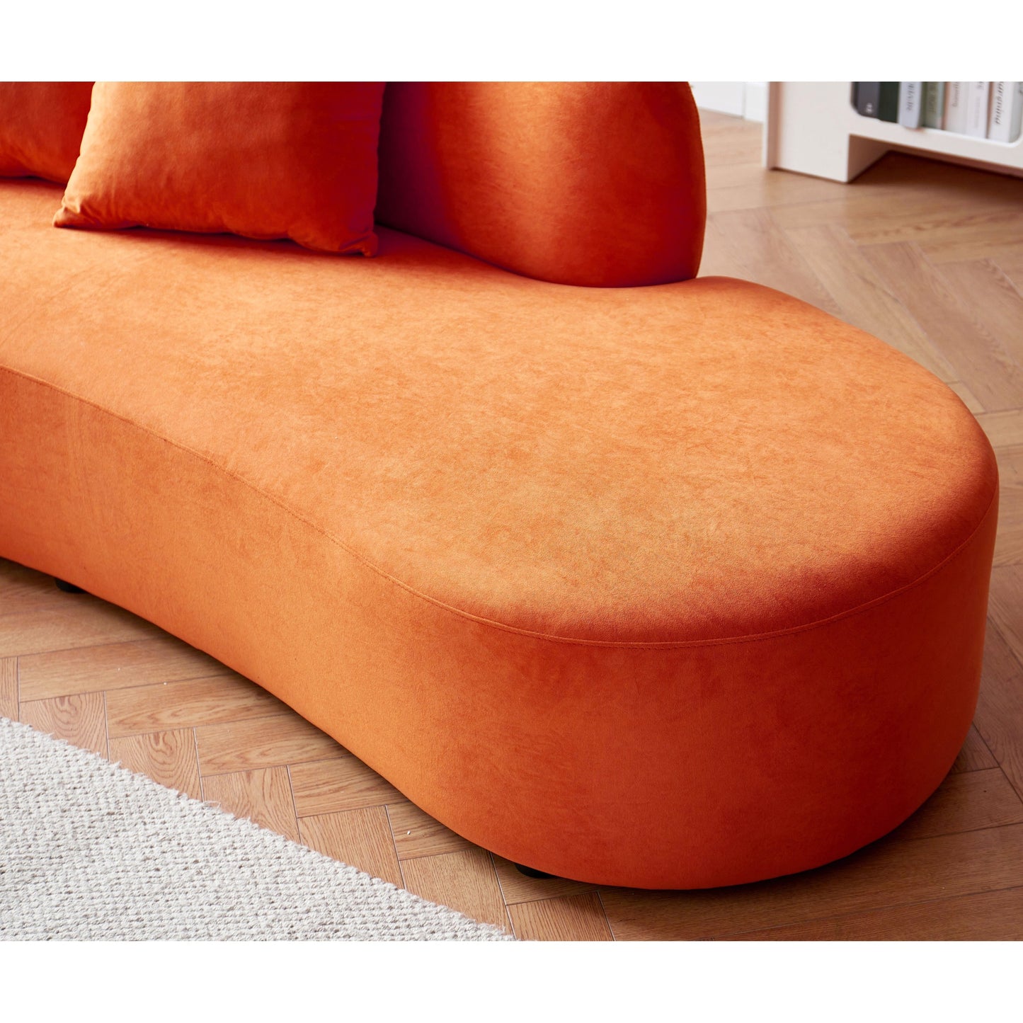 Canapé de salon incurvé en velours demi-lune de 90,2 pouces