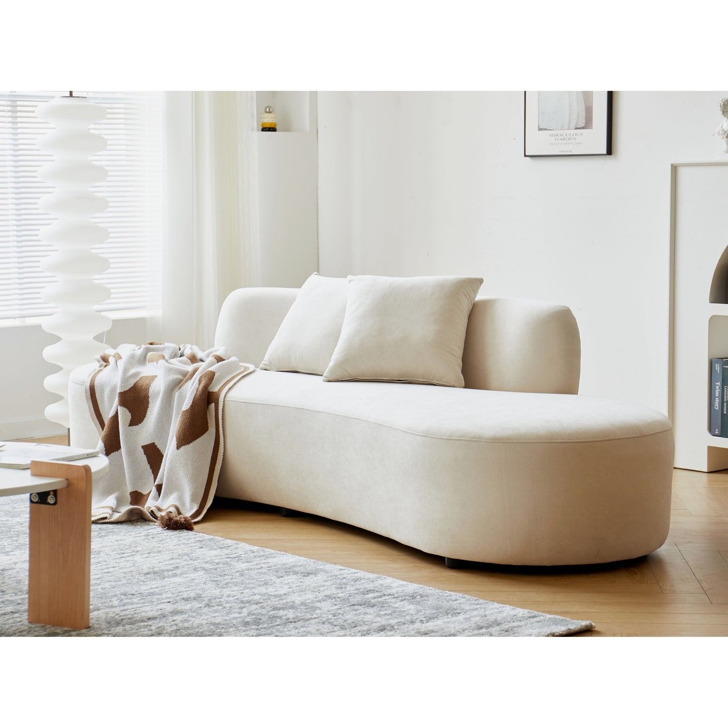 Canapé de salon incurvé en velours demi-lune de 90,2 pouces