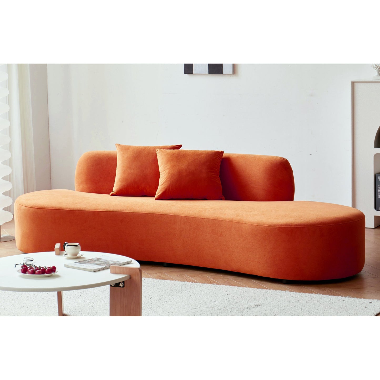 Canapé de salon incurvé en velours demi-lune de 90,2 pouces