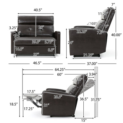 Fauteuil club inclinable 2 places en similicuir Halima par Christopher Knight Home