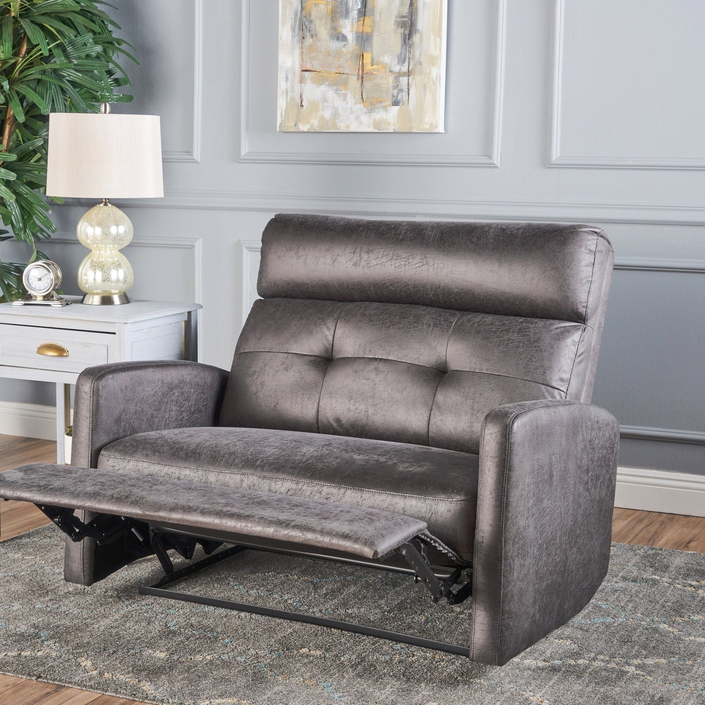 Fauteuil inclinable 2 places en microfibre Halima par Christopher Knight Home