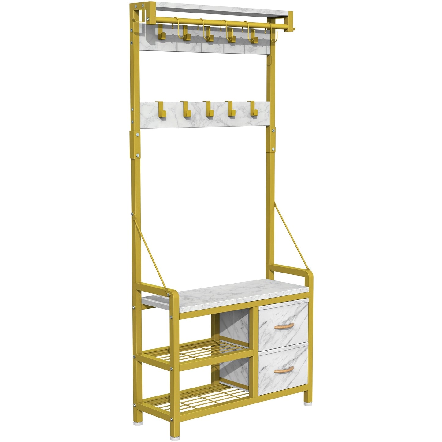 Meuble d'entrée avec banc, divisible en banc à chaussures indépendant et étagère murale