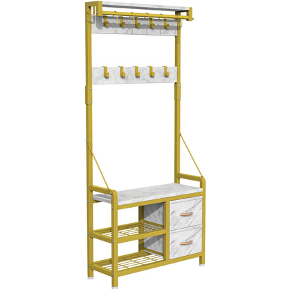 Meuble d'entrée avec banc, divisible en banc à chaussures indépendant et étagère murale