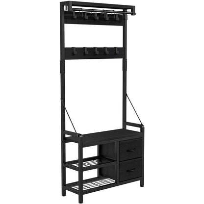 Meuble d'entrée avec banc, divisible en banc à chaussures indépendant et étagère murale