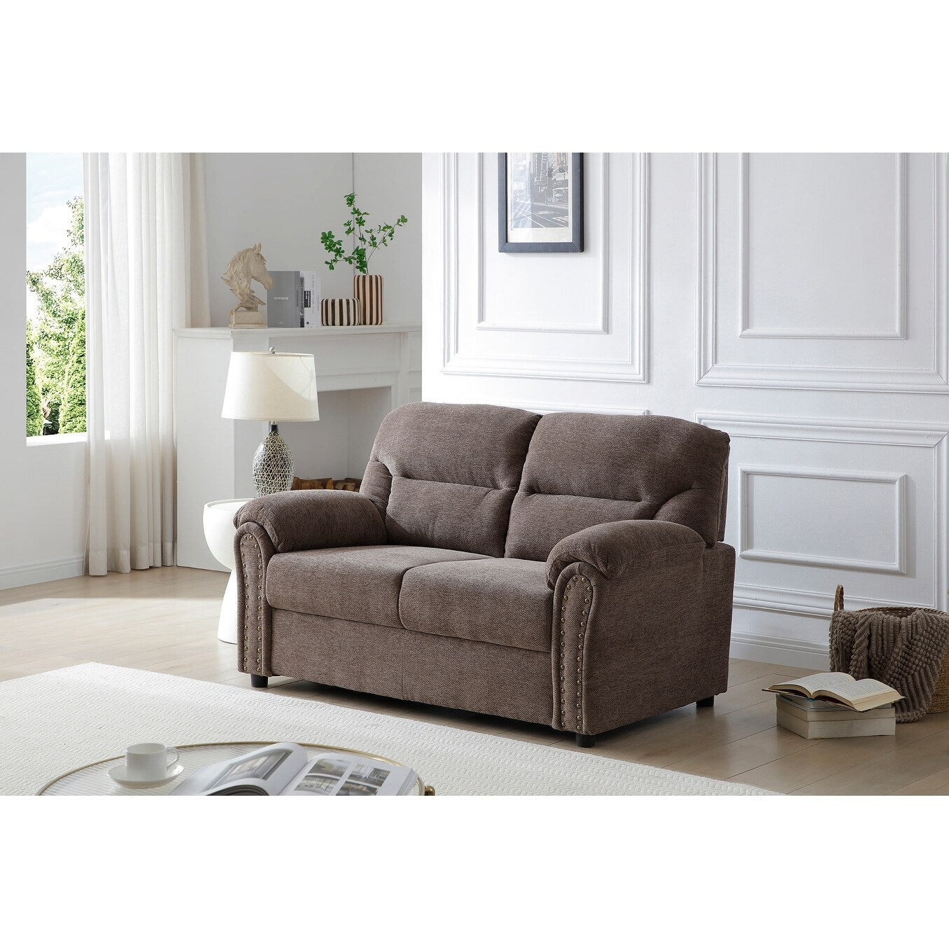 Canapé droit Hamilton de 60 po en polyester avec accoudoirs coussinés