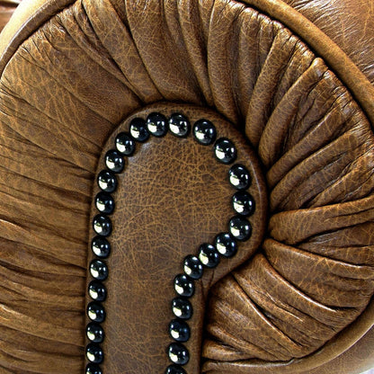 Canapé Chesterfield capitonné Hancock en cuir italien pleine fleur - 31 H x 86 L x 40 P