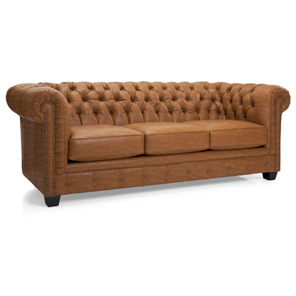Canapé Chesterfield capitonné Hancock en cuir italien pleine fleur - 31 H x 86 L x 40 P