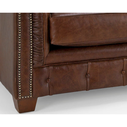 Canapé Chesterfield capitonné Hancock en cuir italien pleine fleur - 31 H x 86 L x 40 P