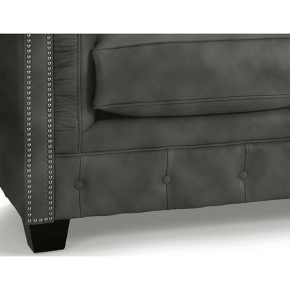 Canapé Chesterfield capitonné Hancock en cuir italien pleine fleur - 31 H x 86 L x 40 P