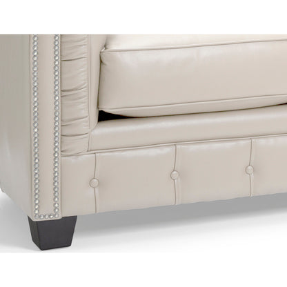 Canapé Chesterfield capitonné Hancock en cuir italien pleine fleur - 31 H x 86 L x 40 P
