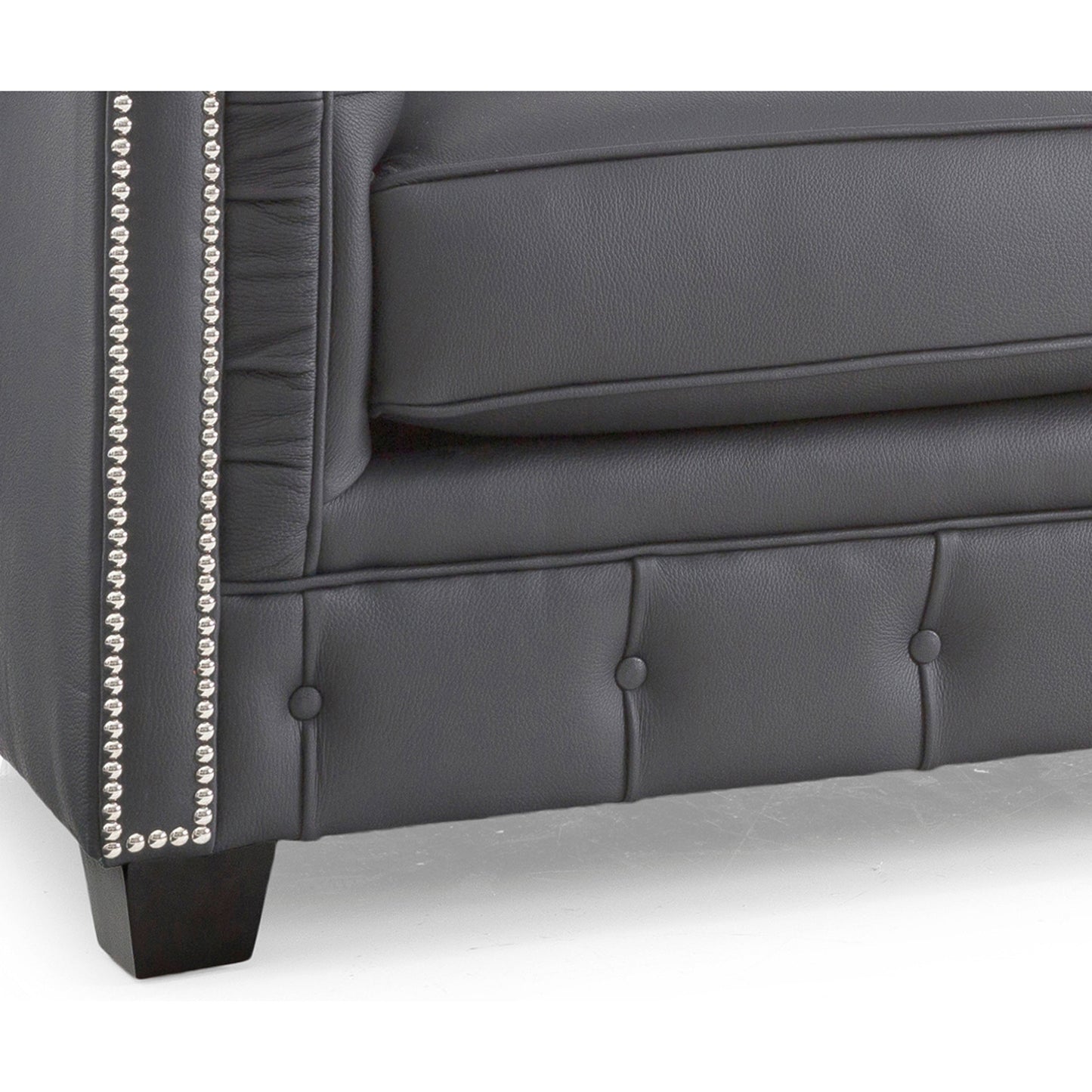 Canapé Chesterfield capitonné Hancock en cuir italien pleine fleur - 31 H x 86 L x 40 P