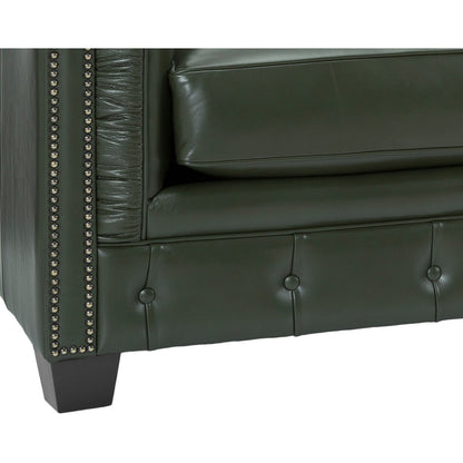 Canapé Chesterfield capitonné Hancock en cuir italien pleine fleur - 31 H x 86 L x 40 P