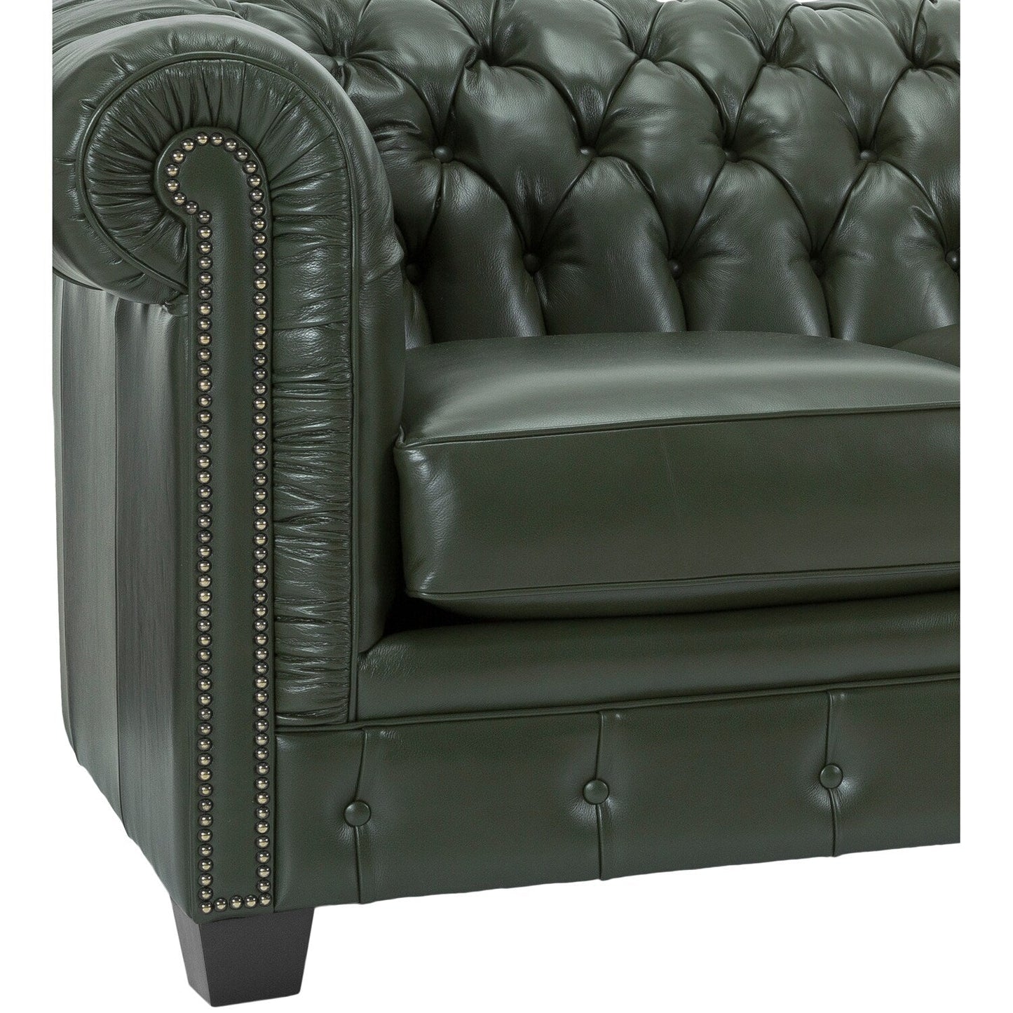 Canapé Chesterfield capitonné Hancock en cuir italien pleine fleur - 31 H x 86 L x 40 P