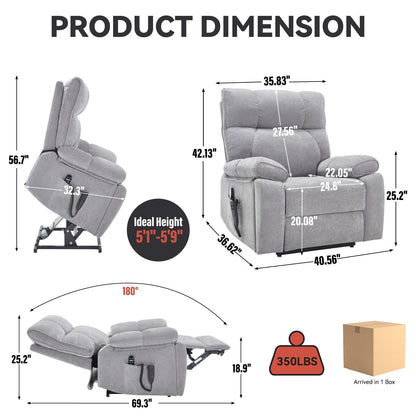 Fauteuil inclinable électrique à double moteur et massage thermique, positions infinies, grand format, avec porte-gobelets dissimulés, télécommande, fermeté moyenne