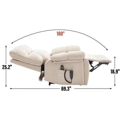Fauteuil inclinable électrique à double moteur et massage thermique, positions infinies, grand format, avec porte-gobelets dissimulés, télécommande, fermeté moyenne