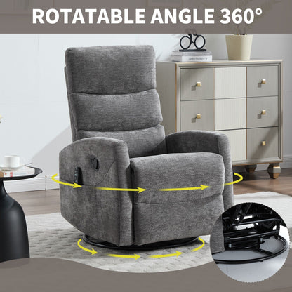 Fauteuil inclinable manuel à massage thermique avec bascule et pivot en tissu pour salon, GRIS