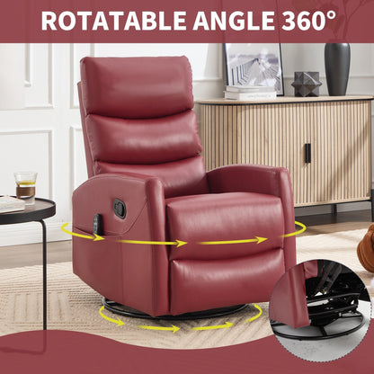 Fauteuil inclinable manuel à massage thermique avec bascule et pivot en tissu pour salon, rouge