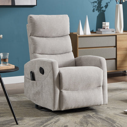 Fauteuil inclinable manuel à massage thermique avec bascule et pivot en tissu pour salon, gris