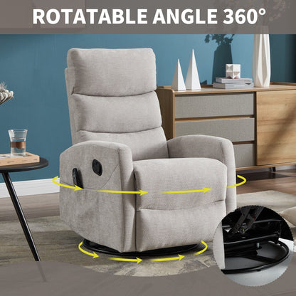 Fauteuil inclinable manuel à massage thermique avec bascule et pivot en tissu pour salon, gris