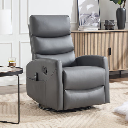 Fauteuil inclinable manuel à massage thermique avec bascule et pivot en tissu pour salon