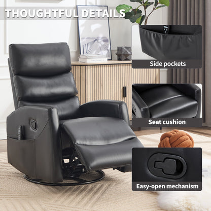 Fauteuil inclinable manuel à massage thermique avec bascule et pivot en tissu pour salon