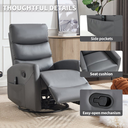 Fauteuil inclinable manuel à massage thermique avec bascule et pivot en tissu pour salon